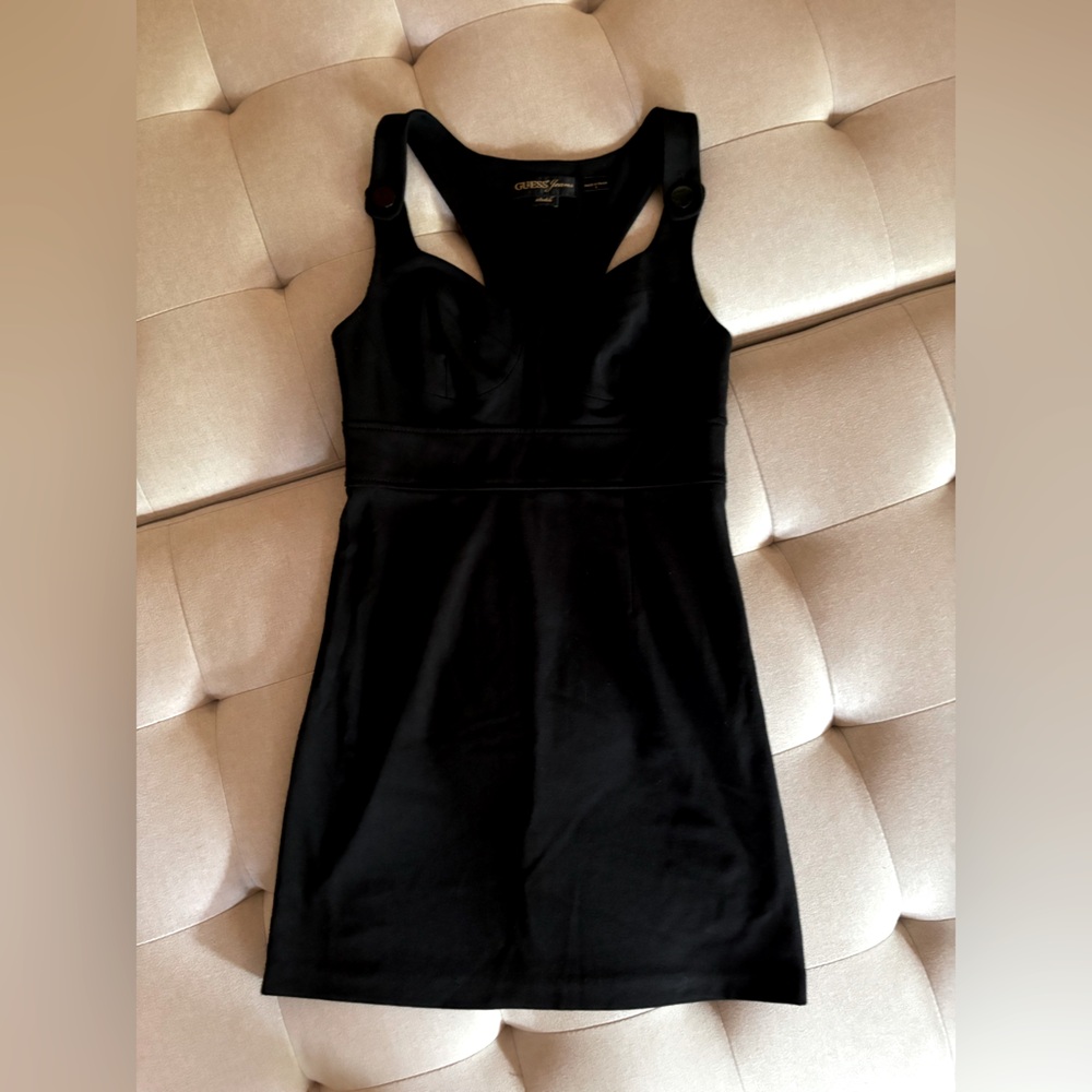 Vintage Y2K Guess Jeans black pinafore dress size S - Picture 2 of 11